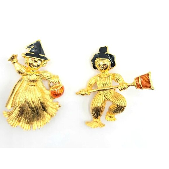 Avon Mr. Mrs. Scarecrow Pair Brooches Pins - Picture 9 of 9